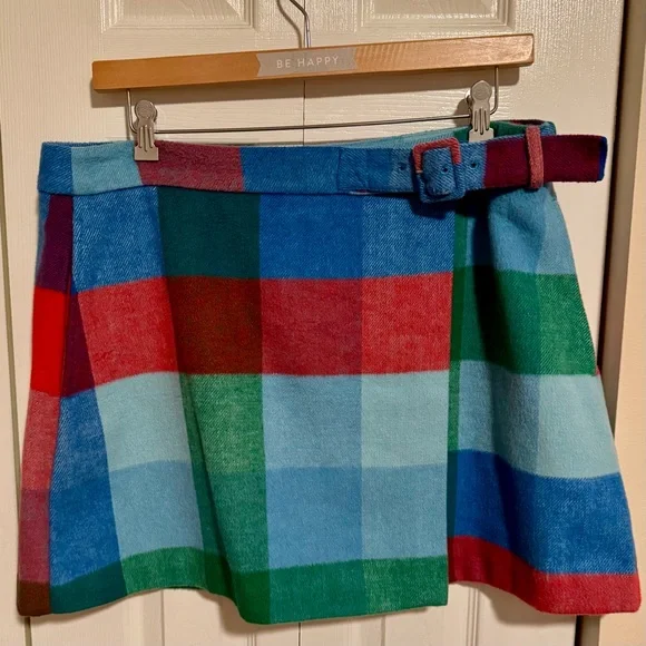 Free Assembly Plaid Faux Wrap Mini Skirt - Size 16 - Picture 5 of 12